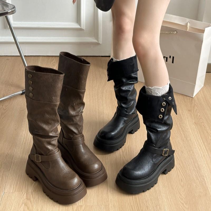 Western Boots Cowboy Boots Children's Autumn Xinjiang Travel Boots Brown Merad Knight Boots Thick-soled Fashion Boots