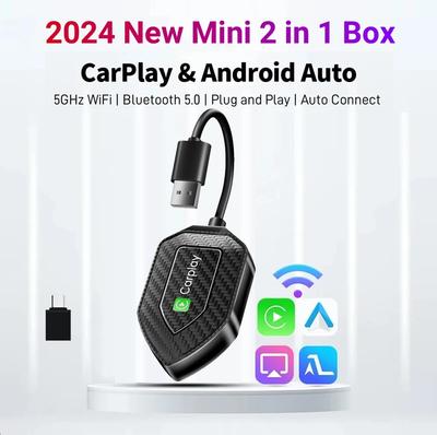 2'si 1 arada Kablosuz CarPlay Android Auto Kablosuz Adaptörü Akıllı Mini Kutu Tak ve Çalıştır WiFi Hızlı Bağlantı Evrensel Nissan Toyota İçin