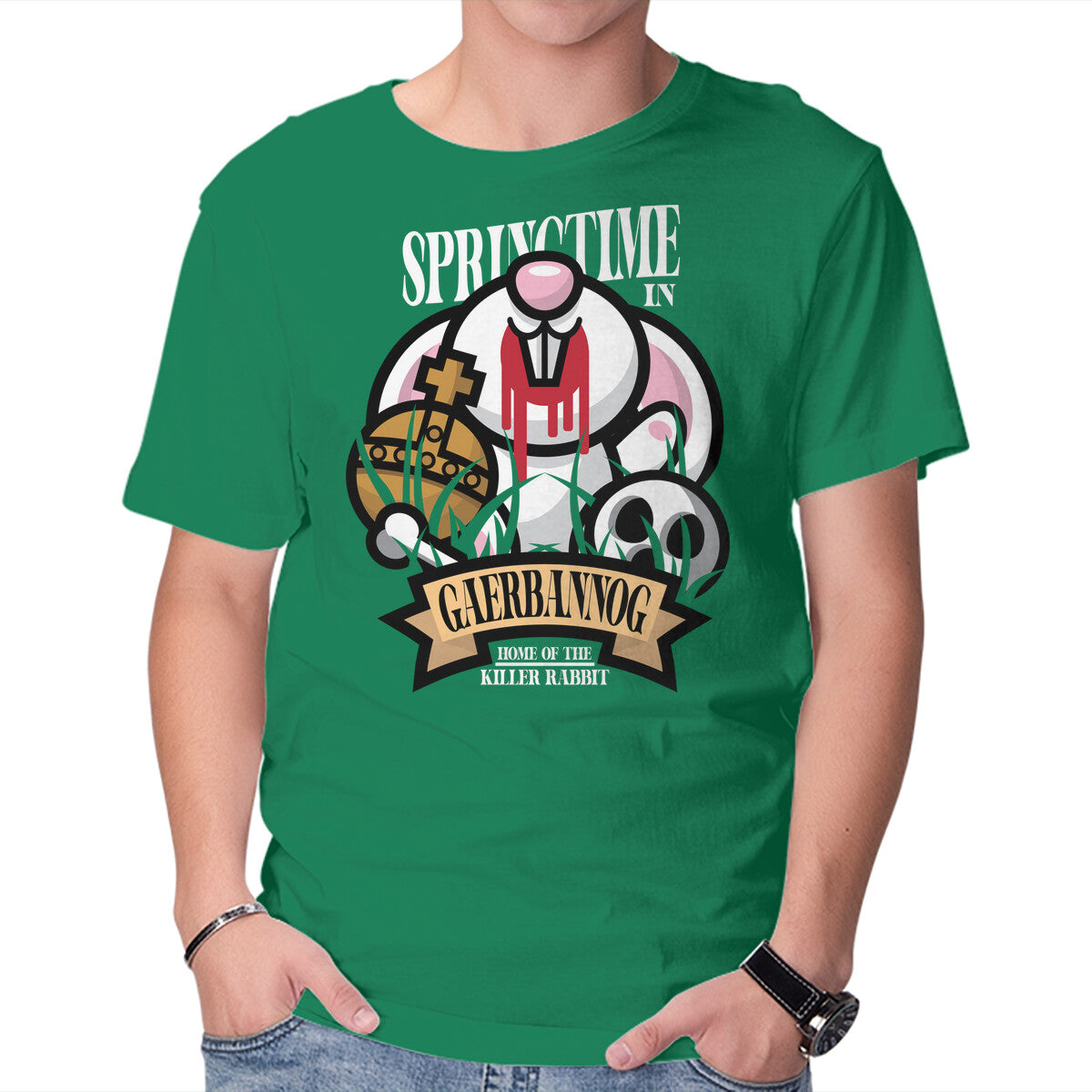 Unisex Crew Neck T-Shirt Spring Killer Rabbit Graphic Short Sleeve Casual Tee L