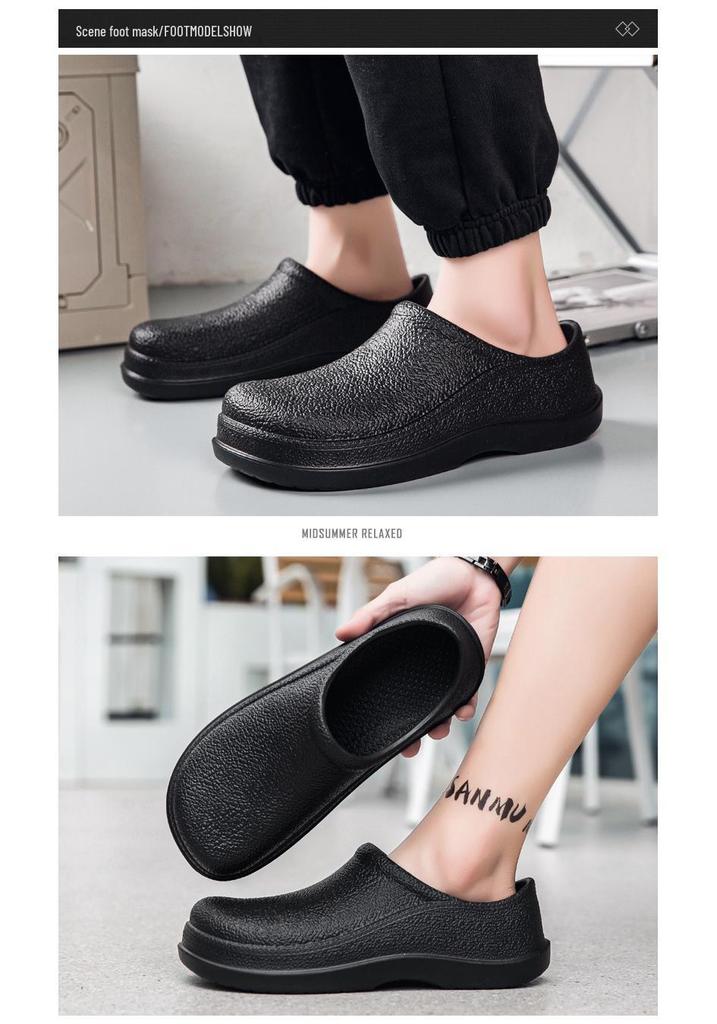 Men's Plus Size Waterproof Non-slip Chef Shoes - Slip-on Kitchen and Work Protection