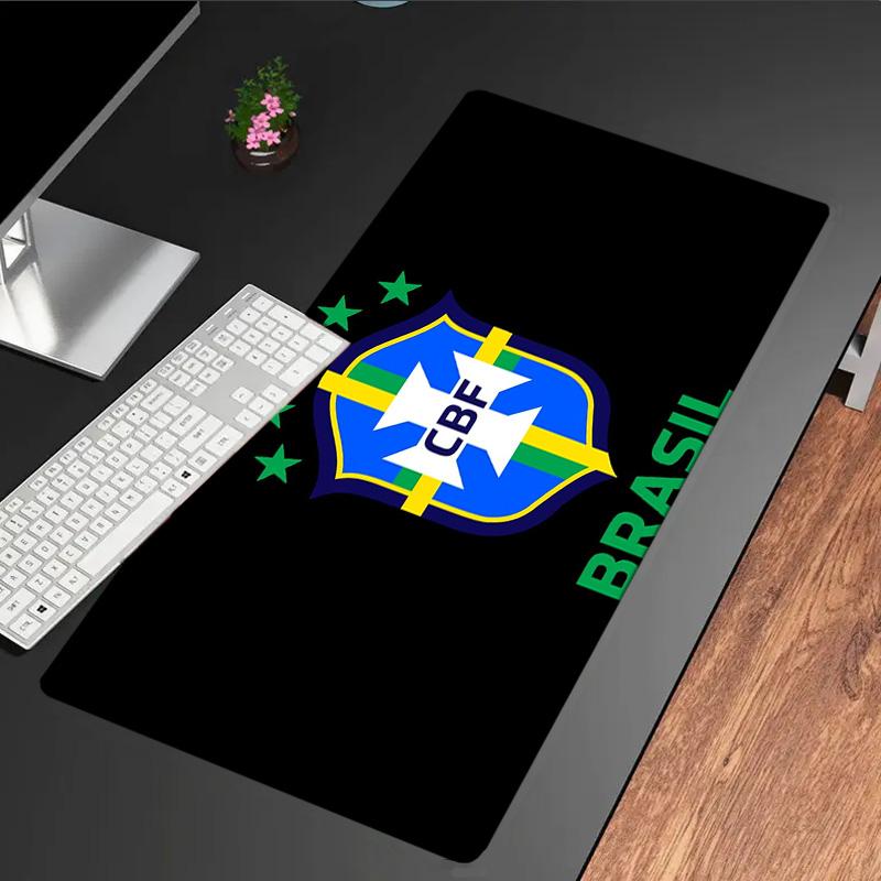 Brazilian Football Federation Emblem mouse pad, rubber base, esports desk mat, mouse pad for gamers and office use, gaming desk , easy to clean mat