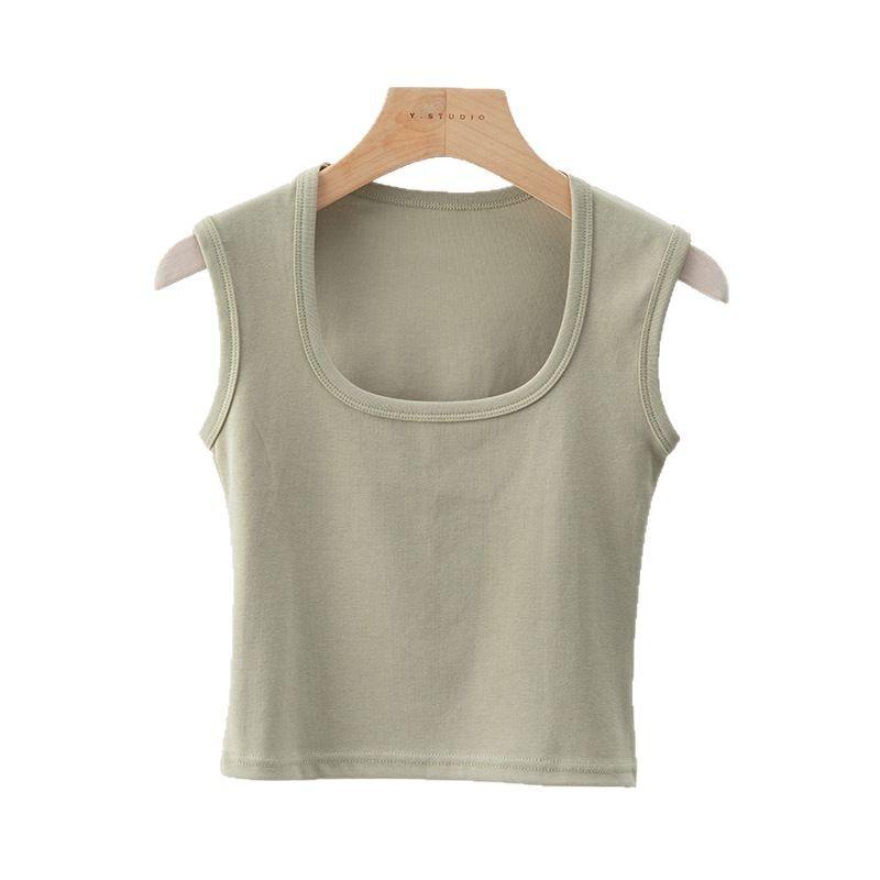 

Cotton Suspender Vest for Women with Inner Bottoming Suspender Slim Fitted with Chest Pad Integrated Spring and Summer Wear Anti-exposure Top S