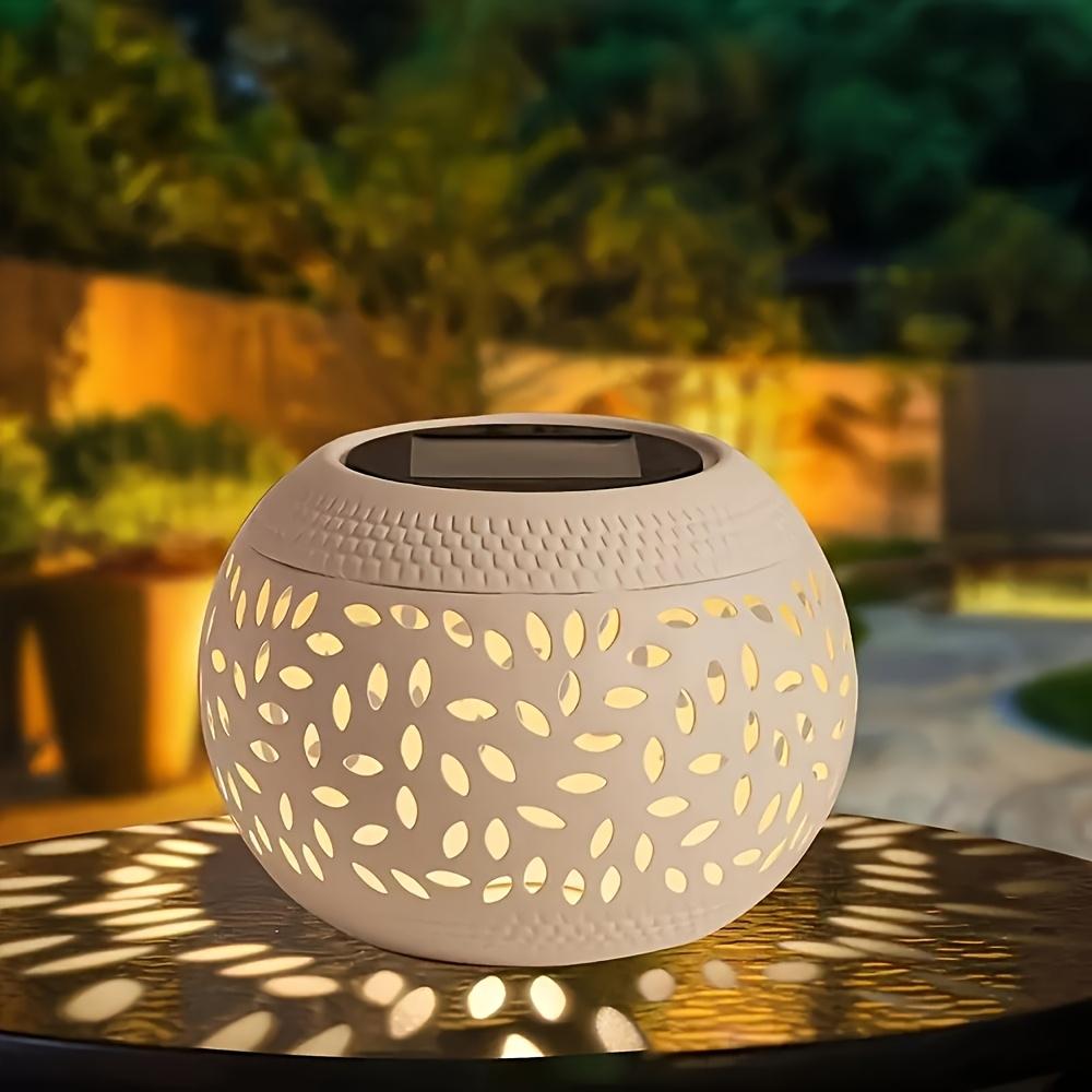 White outdoor solar lamp, openwork design, stylish and simple, high-quality LED, tabletop decorative lamp
