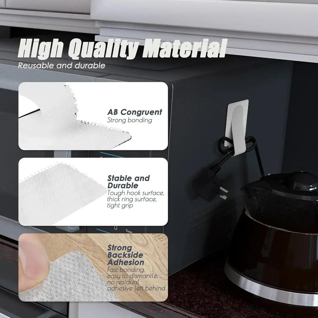 Self-Adhesive Reusable Cable Ties Velcro Ties Power Cord Cable Holder Adjustable Cord Storage Desktop Organiser Manager