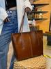 2025 Retro Cowhide Leather Tote: Large Capacity Women's Versatile Commuting Shoulder Bag