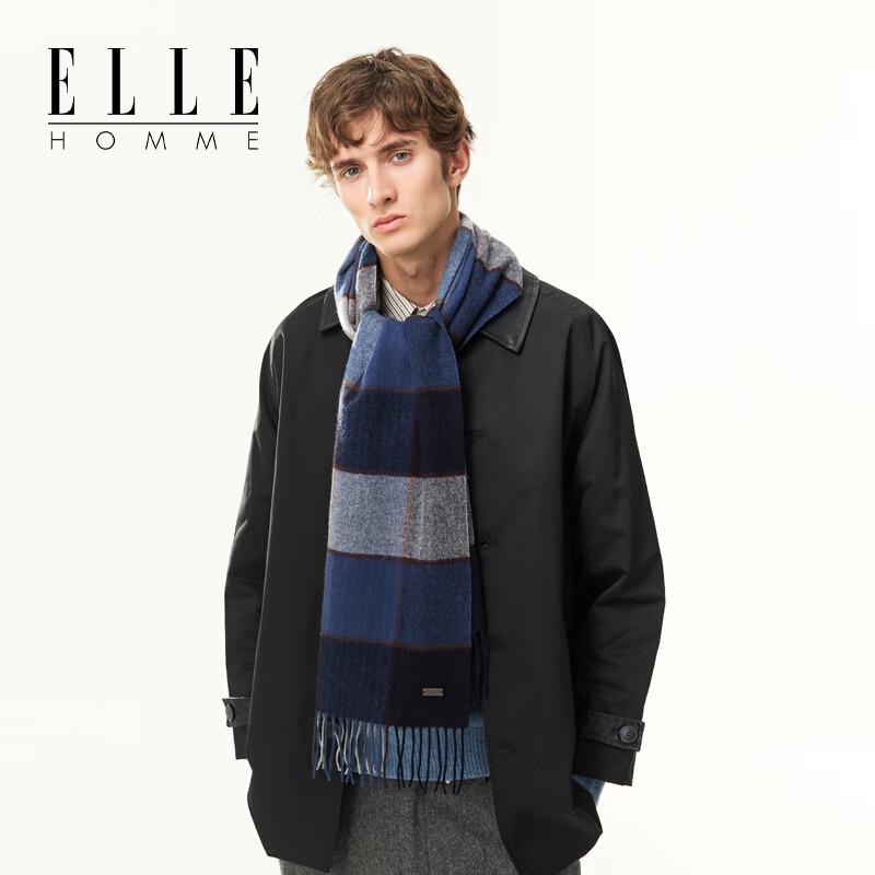 ELLE Men's 100% Wool Plaid Scarf