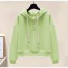 Hooded Long Sleeved Hoodie for Women New Korean Version Short Style Loose Solid Color Versatile Fashionable Niche Top Trend