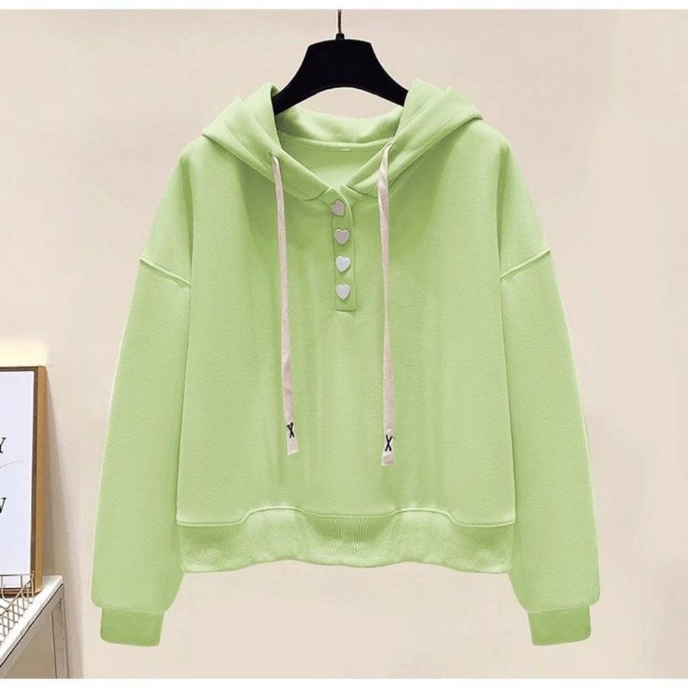 Hooded Long Sleeved Hoodie for Women New Korean Version Short Style Loose Solid Color Versatile Fashionable Niche Top Trend