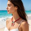 Colorful Beads Beaded Necklace Starfish Shell Charm Boho Necklace  Vacation Beach Party