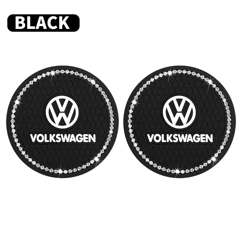 Nuovo set da 2 pezzi Tappetino Antiscivolo per Tazza d'Acqua per Auto con Diamanti e Strass in Silicone per Volkswagen VW Scirocco Jetta Beetle Golf CC Sharan T