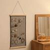 Mesh Grid Jewelry Hanging Storage Rack Wood Frame Mesh Display Rack for Home