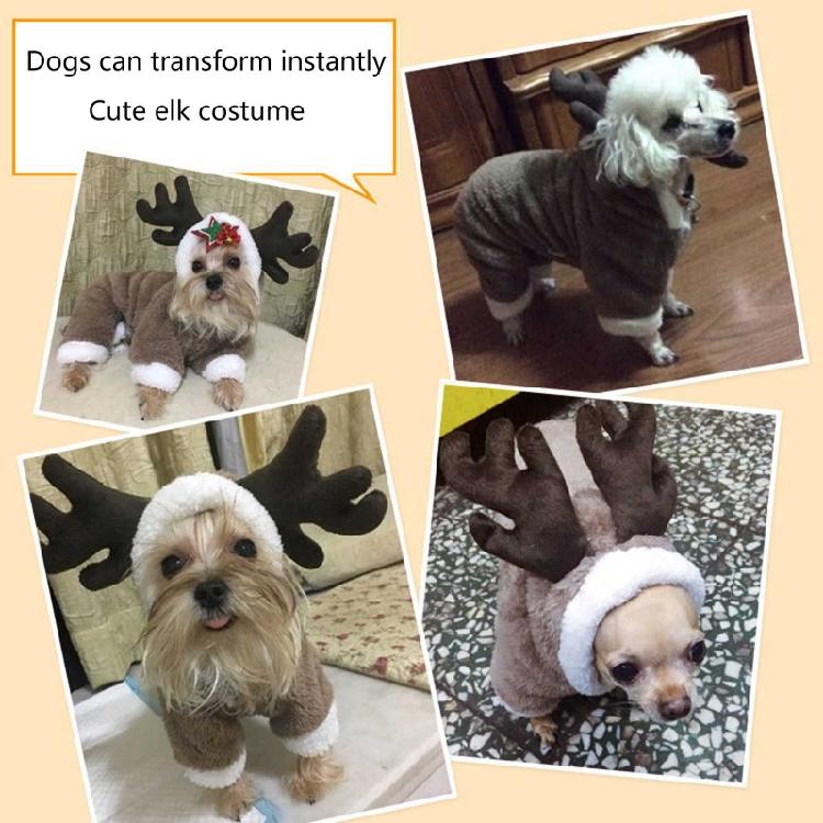 Pet Dog Clothes Winter Christmas Hoodie Soft Coat Button Closure for Small Dogs