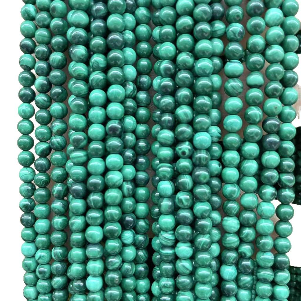 Premium Natural Malachite Small Round Loose Beads for DIY Bracelets