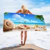 Summer Tropical Ocean Wave Beach Towel Starfish Seashell Print Polyester Bath Towel Quick Dry Sand Free for Swim Pool Travel