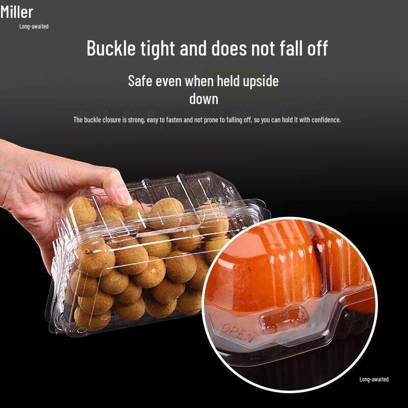 Disposable Transparent Rectangular Fruit Salad Box with Lid for Freshness Preservation