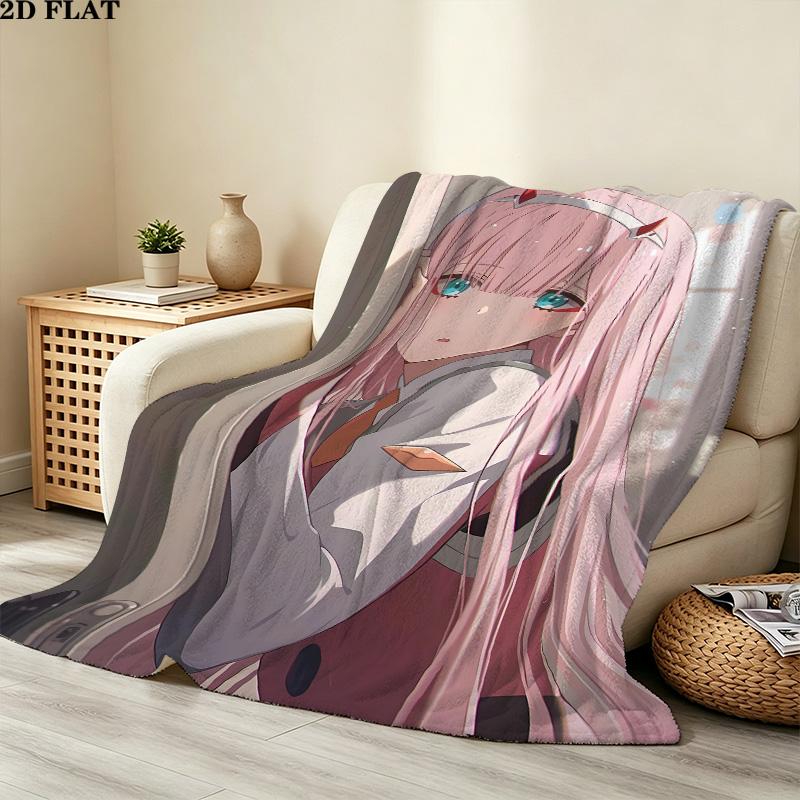 1PC Franxx Zero Two Patterned Flannel Blanket Suitable For All Seasons For Home Decor Warmth And Comfort Gifts Holiday Present