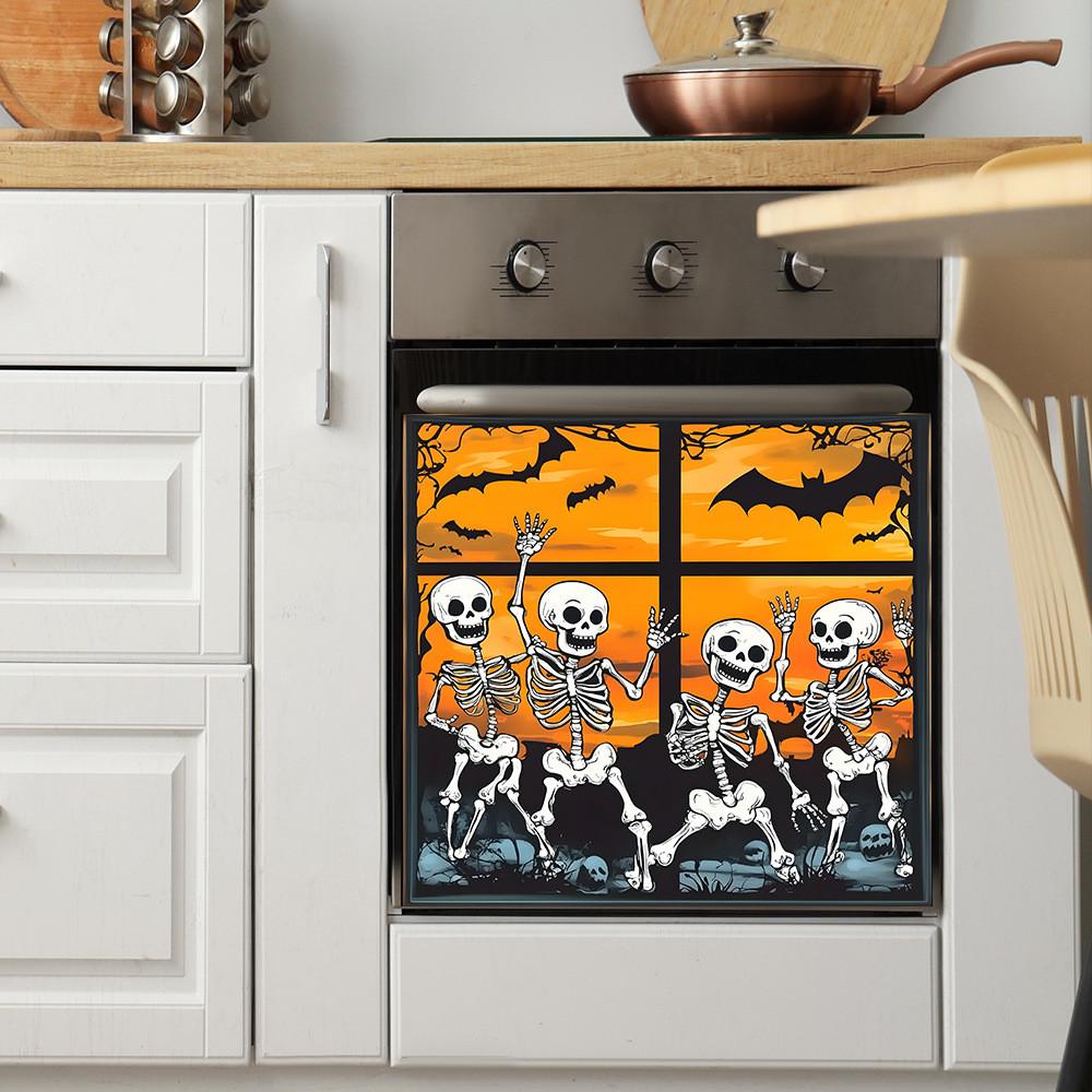 Halloween Sun Setting Skull Bat Celebrations Glass Cabinets Home Stickers Decor