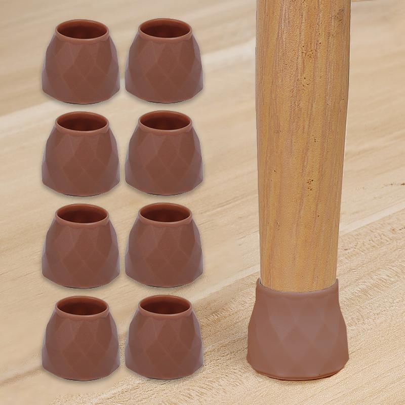 

4-40pcs Silicone Table Leg Protective Cover Anti Scratch Table Leg Foot Caps Flexible Mat Floor Protectors Furniture Paddings 4pcs коричневий