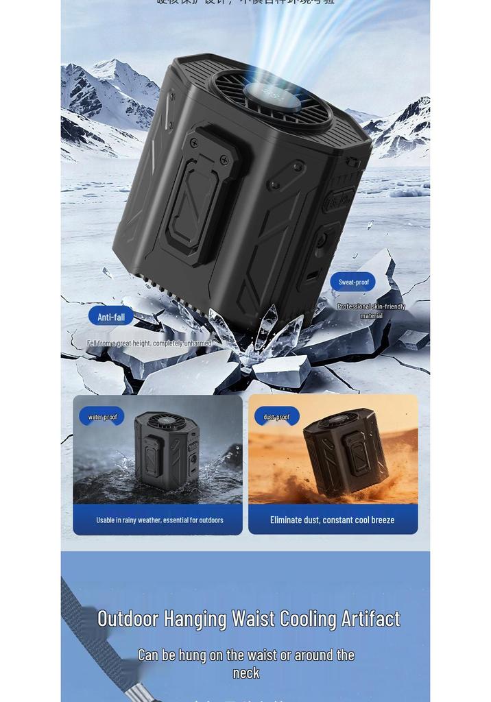 Portable High-Speed Waist-Hanging Fan with Digital Display for Outdoor and Camping