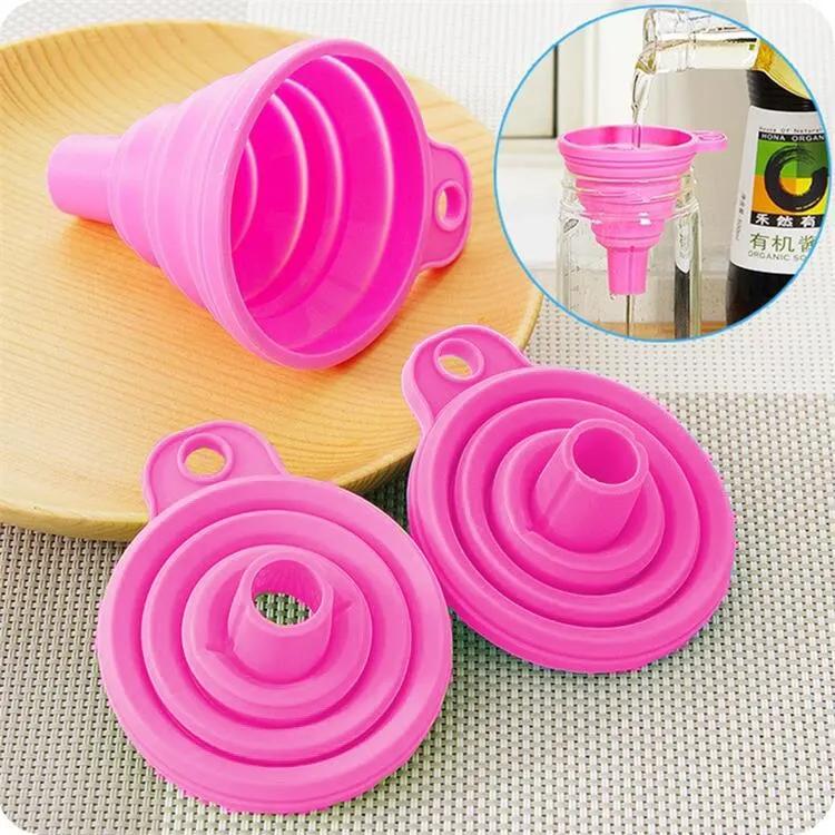 1/2Pcs Silicone Collapsible Foldable Funnel Household Kitchen Gadgets Portable Multifunctional Wine Oil Funnel Kitchen Supplies