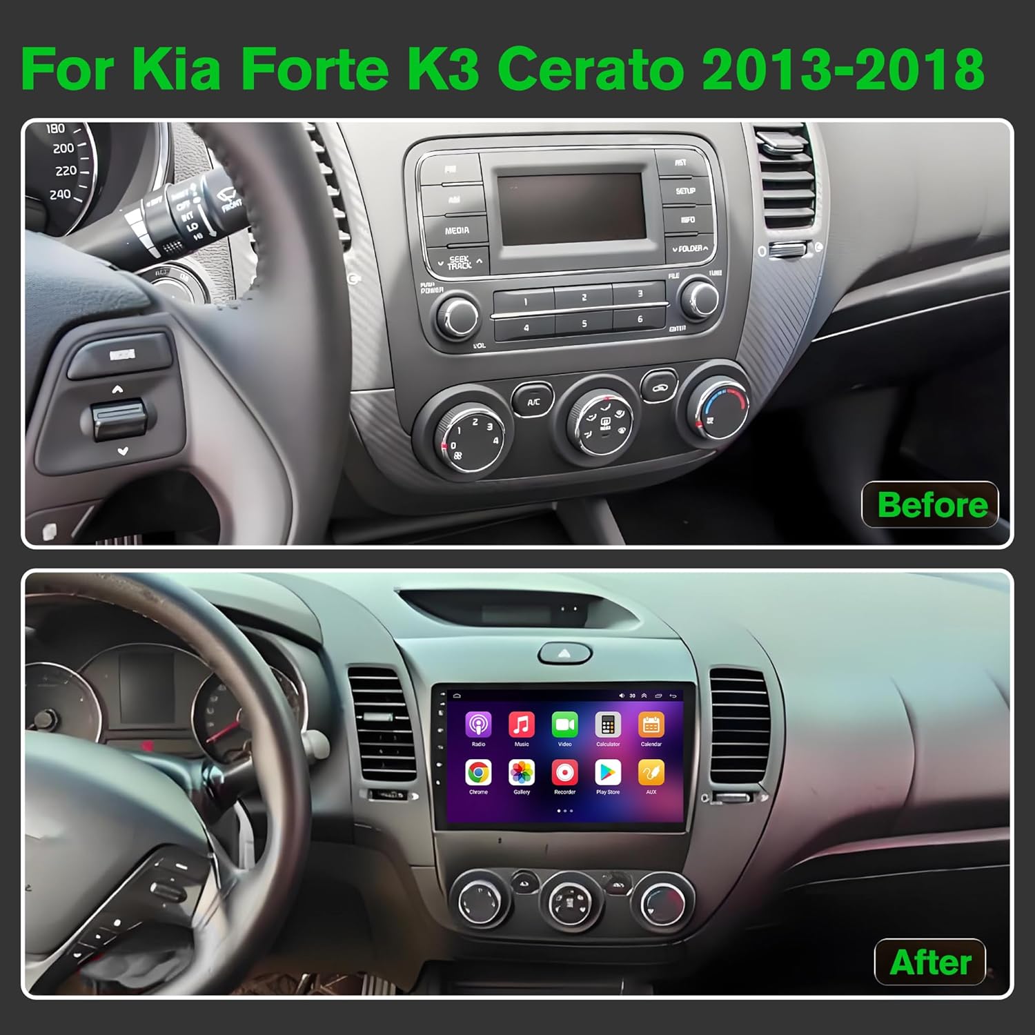

Android 13 Car Stereo for Kia Forte K3 Cerato 2013-2018, 4+64GB, Wireless CarPlay & Android Auto, Touchscreen Radio with GPS, AH United States