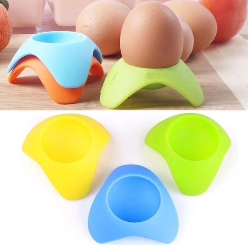 New Creative Silicone Eggs Cup Holder Food Grade Boiled Boiler Eggcup Storage Protect Kitchen Cooking Tool Gadgets Color Random