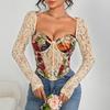 Women's Summer Niche Vintage Flower Wrap Lace Sexy Lace Up Top