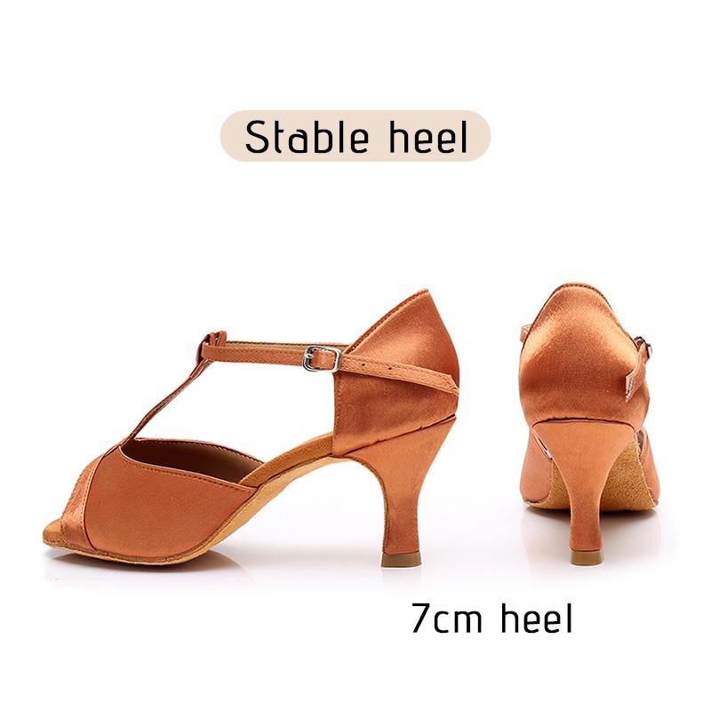 Women Tango Ballroom Latin Waltz Dance Girls Party Shoes High Heeled 7CM