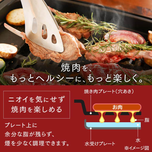 Iris Ohyama Hot Plate, Smoke-resistant, Large Yakiniku Plate, Flat Plate, Takoyaki Plate, 3 Pieces, Smoke Reduction, with Lid, Black APA-137-B