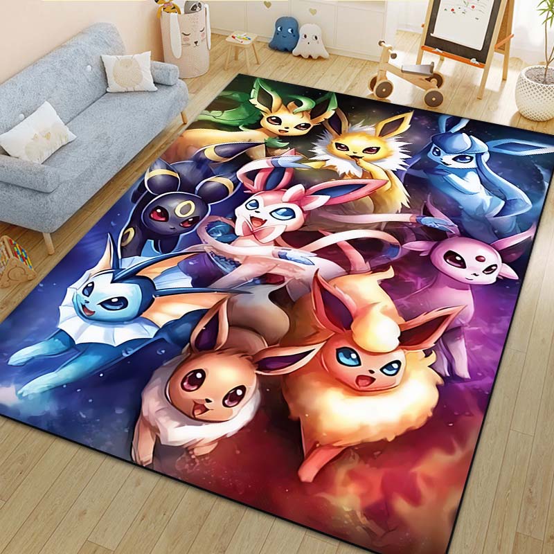 Cute P0kem0n Eevee Fusion Pattern Carpet Home Large Area Rug Bedroom Living Room Sofa Study Non-slip Mats Gift Next Day Shipping