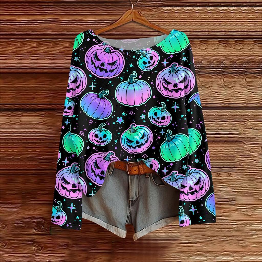Long Sleeve Shirts For Women Print Graphic Tees Blouses Casual Plus Size Basic Tops Pullover