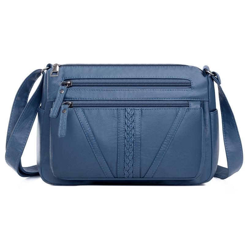 New Women's Shoulder Bag Water Washed Leather Soft Leather Crossbody Bag Vintage Fashion Simple Multi Layered Middle Aged Women's Mom Bag KTY