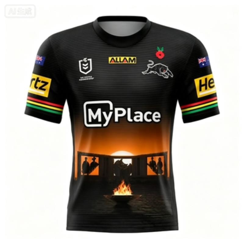 2026 NRL Olivový dres Rugbyové dresy Tréninkový oblek 3D tištěný Letní sportovní Prodyšný Rychleschnoucí Tenký Rodinné tričko