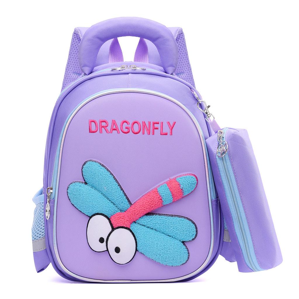 Butterfly Dragonfly Childrens Backpack Large Capacity Layered Storage Zipper