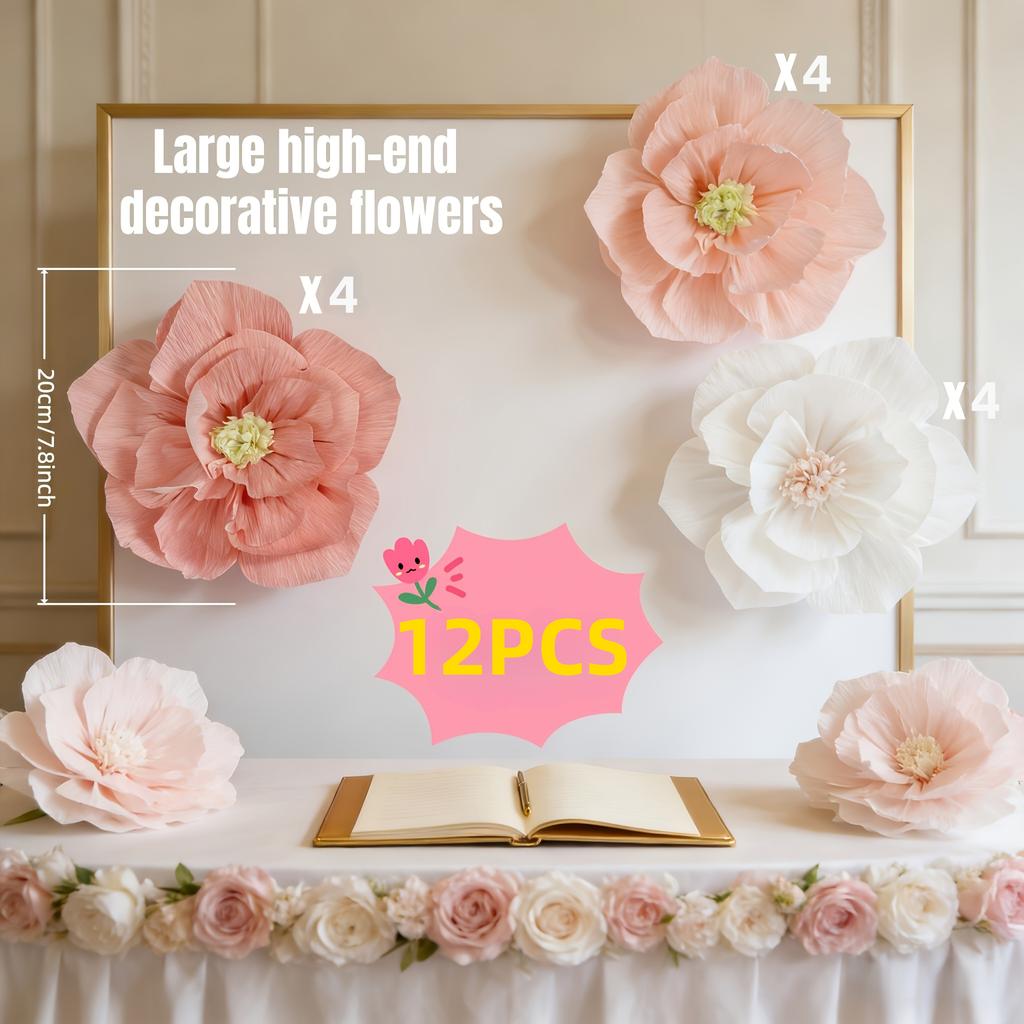 12 Stück Gemischte Farbe Große High-End Kunstblumen | Geeignet für Verschiedene Szenarien, Innen- und Außendekoration, Hochzeit, Heiratsantrag, Geburtstag