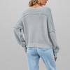 QICED Autumn Winter Women's V-neck Solid Color Loose Knitwear