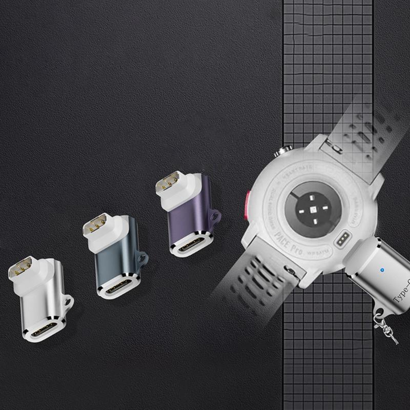 Universal Magnetic Charging Adapter Type C To 3 Pin Connector With LED Indicator Portable Keychain Design For Smartwatch