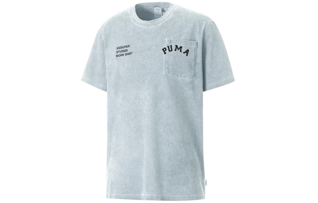 PUMA T Shirts Men s Light Gray Crew Neck Moderate 531142-09 S