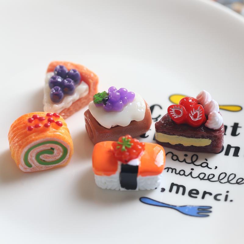 Childlike DIY Cream Bread Cake Keychain Pendant - Resin Craft Accessories