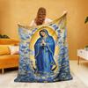 1pc Jesus Portrait Floral Print Flannel Blanket In Multiple Sizes for Casual Nap Soft Cover Blanket Machine Washable