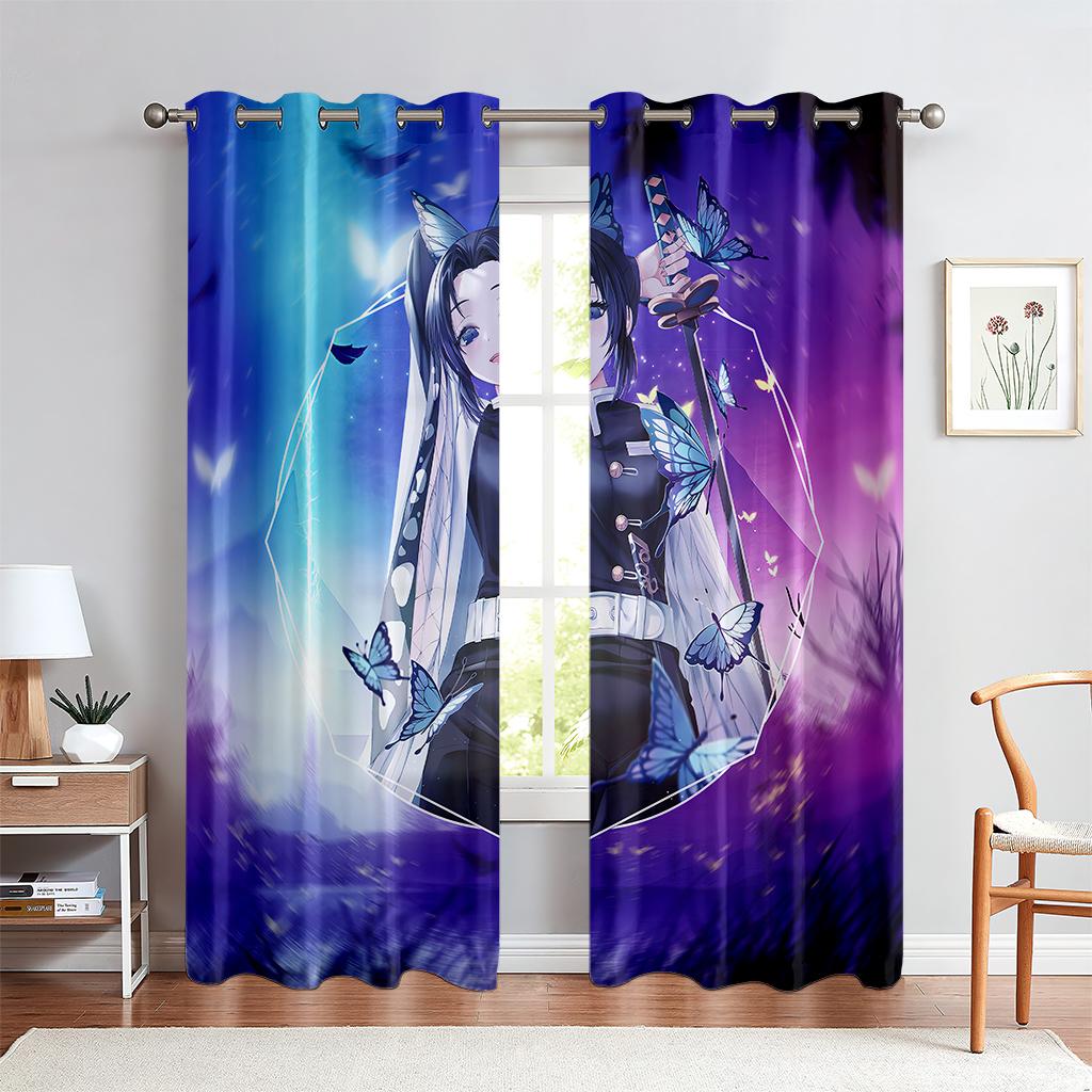Children's Favorite Cartoon Anime Characters Curtains, 2 Panel, Boys, Girls Room, Bedroom, Living Room, Den, Window Decoration