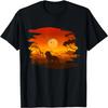 African Animal Retro Sunset Lion Giraffe Rhino Elephant T-Shirt