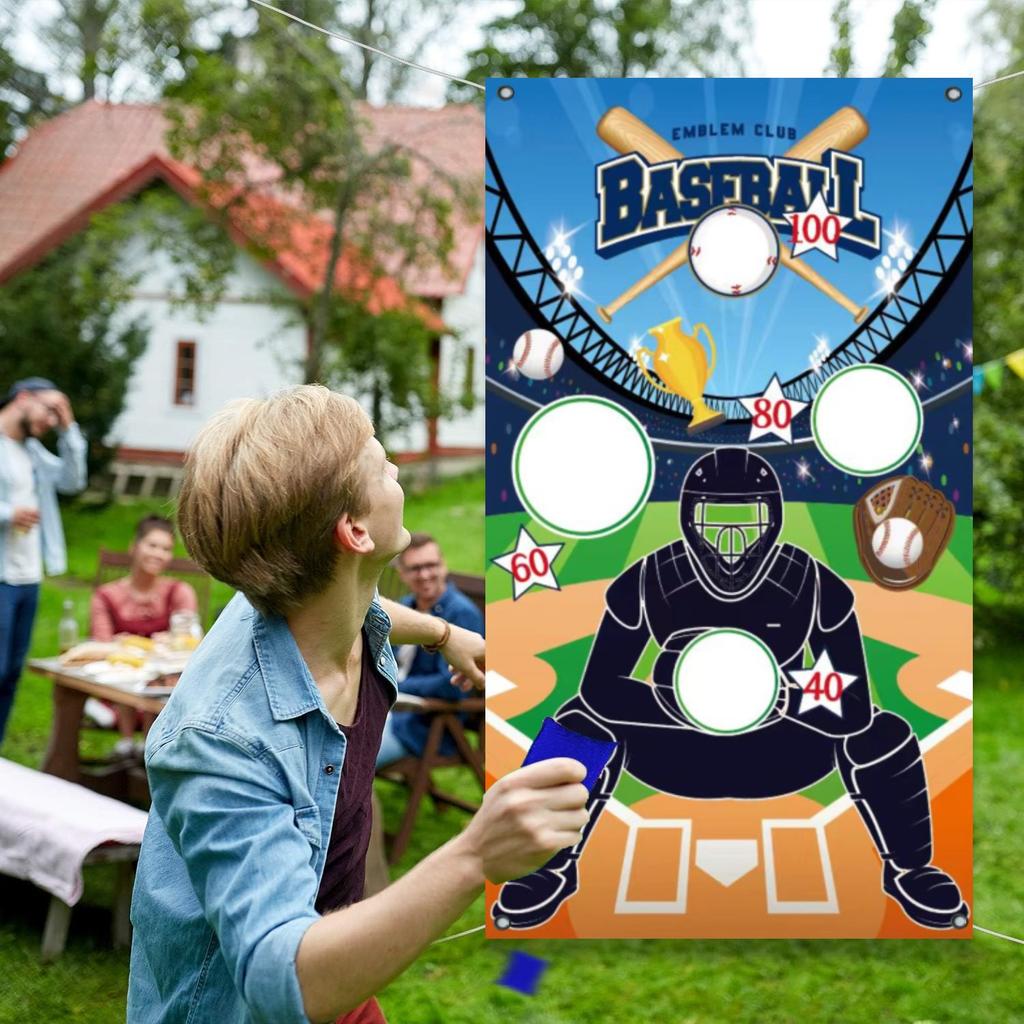 1 Stück, Baseball-Wurfspiele mit 3 Sandsäckchen, Indoor-Outdoor-Sandsäckchen-Wurfspiel für Sport-Mottoparty-Dekorationen Zubehör