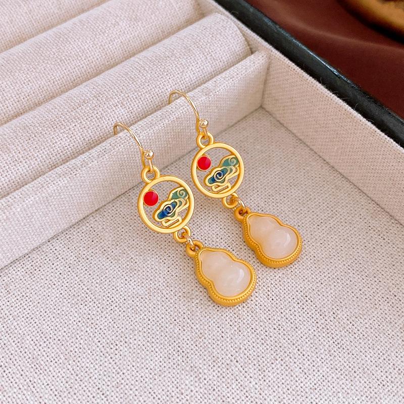 Boucles d'oreilles Guofeng Aiguille d'argent Zircon Franges Rétro Luxe Léger Haut de gamme Boucles d'oreilles Puces Niche Polyvalentes