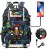 Gaming Print Backpack Large Capacity Travel Bag with USB Charging Port for Middle High School Students Boys Girls Teens