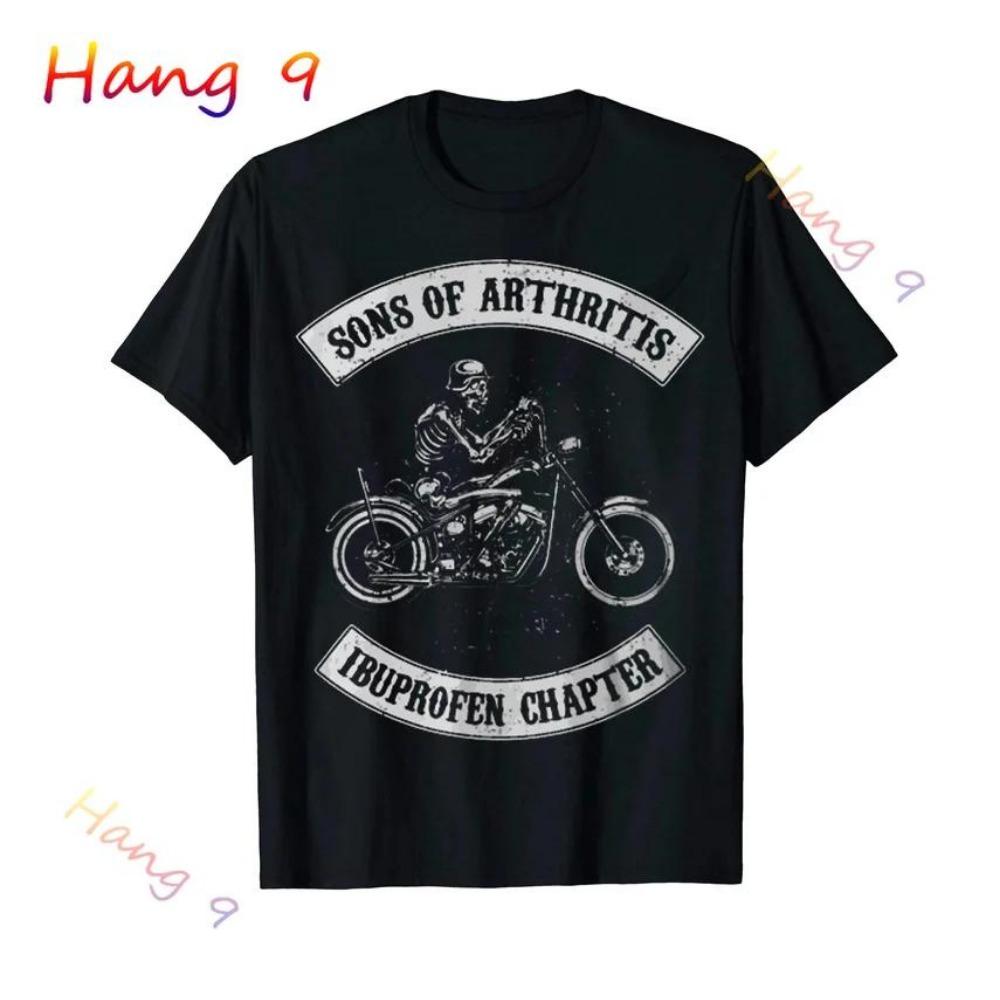 Söhne mit Arthritis Ibuprofen Kapitel Lustige Biker Schädel T Shirt Schwarz Vintage Herren Grafik T Shirts