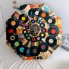 1PC Music Records Umbrella Portable Folding Umbrella Iron Frame Hole Bone Structure Outdoor Home Umbrella A7