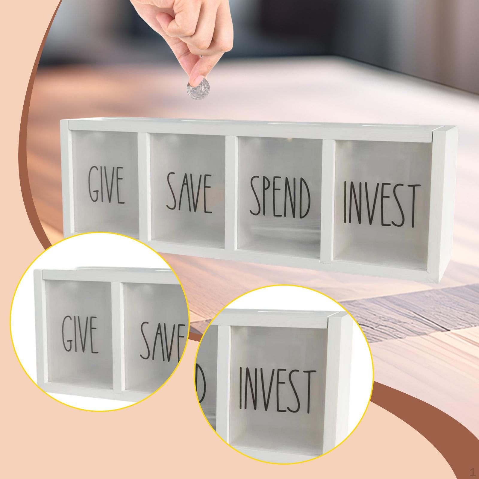 

4-Compartment Money Box, Birthday Gift, Storage Box for Boys, Girls And Adults белый