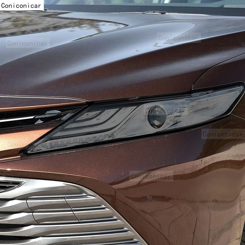 For TOYOTA CAMRY 2018-2023 Car Headlight Smoked Black TPU Protective Film Front Light Tint Change Color Sticker Accessories