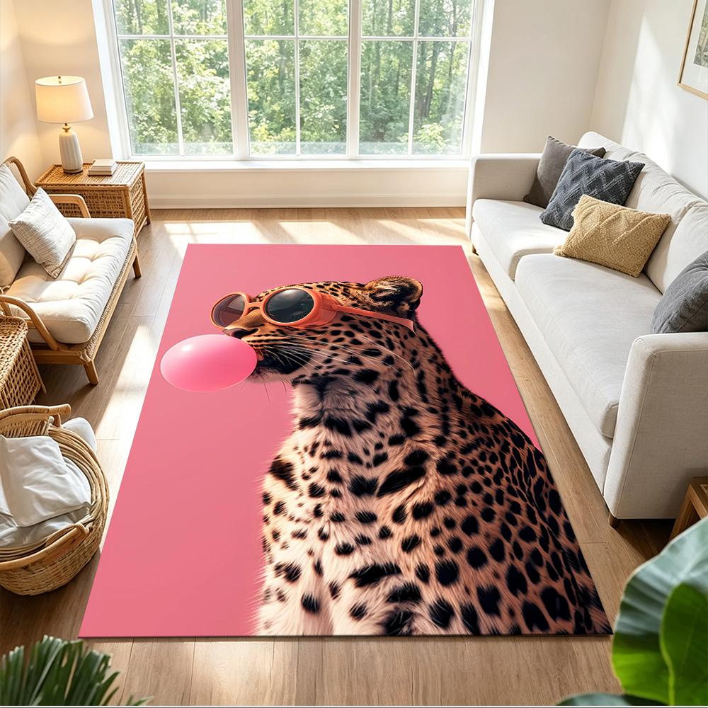 Leopard Emerging From Water Non-Slip Home Carpet Design for Office Decor Living Room Bedroom Gift